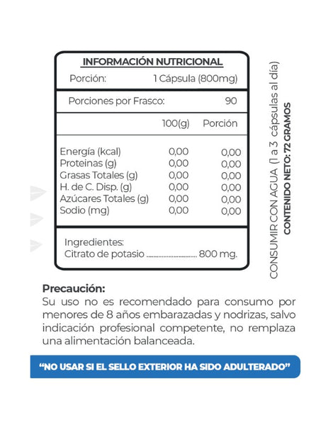 Citrato de Potasio, 800 mg, 90 cáps vegetales, Health Natural –