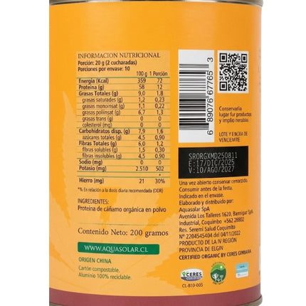 Hemp Protein, 100% Orgánico, 200 g