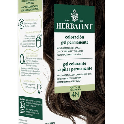 Tintura Permanente Natural, Castaño Natural 4N, 170 ml