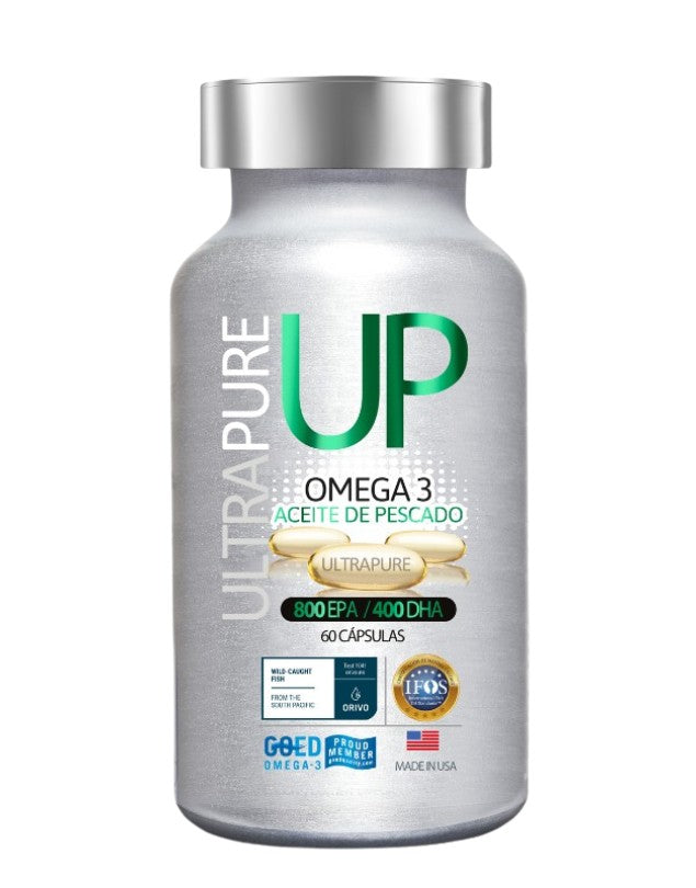 Omega 3 UP con Aceite de Pescado Ultra Pure 800 EPA/400 DHA, 60 Caps