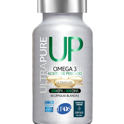 Omega 3 UP con Aceite de Pescado Ultra Pure 800 EPA/400 DHA, 60 Caps
