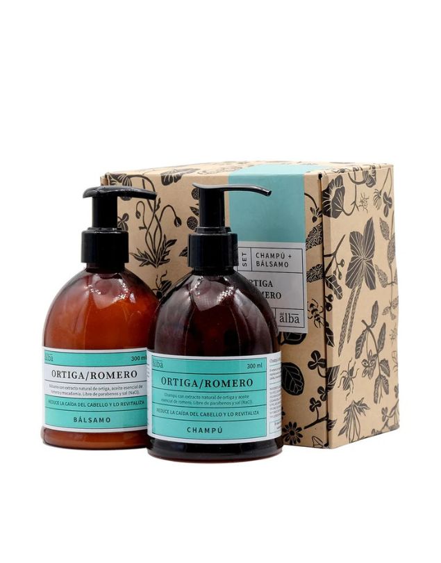 Pack Caja de Regalo Shampoo y Bálsamo de Ortiga Romero, 300 ml