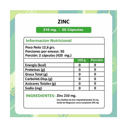 Zinc, 210 mg, 60 caps