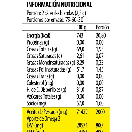 Omega 3 UP con Aceite de Pescado Ultra Pure 800 EPA/400 DHA, 60 Caps