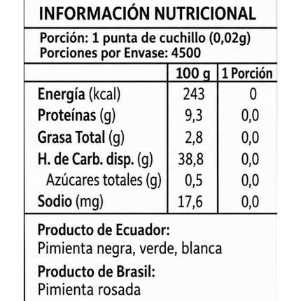 Molinillo con Mix 4 Pimientas, 90 g