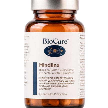Mindlinx (con Glutamina libre de FOS), Probiótico, 60 caps.