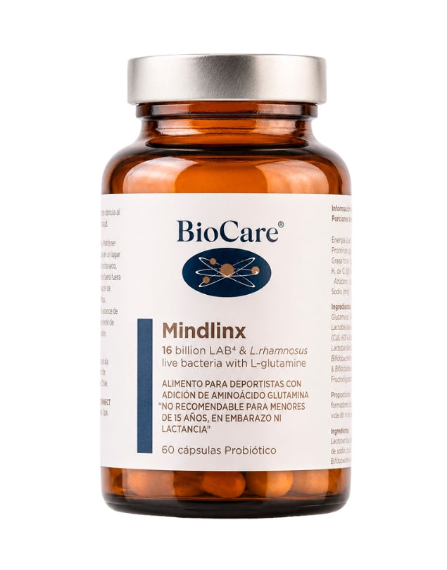 Mindlinx (con Glutamina libre de FOS), Probiótico, 60 caps.