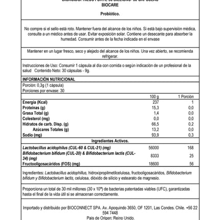 BioAcidophilus Forte 30 billones, Probiótico, 30 Cáps