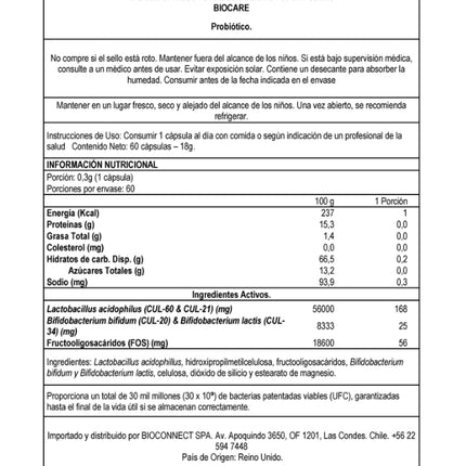 BioAcidophilus Forte 30 billones, Probiótico, 60 Cáps