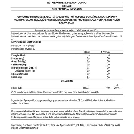 Nutrisorb Metilfolato Liquido, Vitaminas, 15 ml