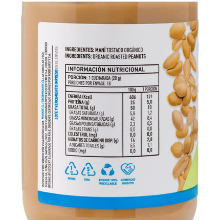 Mantequilla de maní orgánica, 360 g