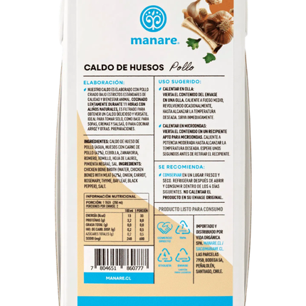 Caldo de Huesos de Pollo, 500 ml.