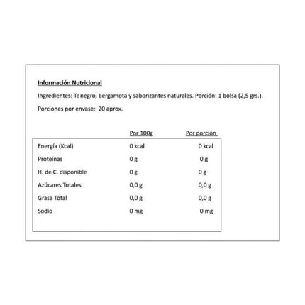 Té Earl Negro Earl Grey, 20 Bolsitas