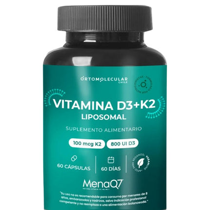 Vitamina D3+K2 MenaQ7 Liposomal, 60 cáps.