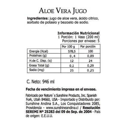 Aloe Vera, Jugo, 946 ml