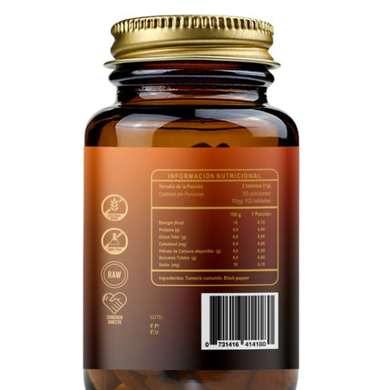 Cúrcuma y Pimienta Negra, 500 mg, 100 Tabletas