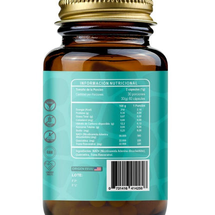 NAD + Quercetina, 500 mg, 60 caps