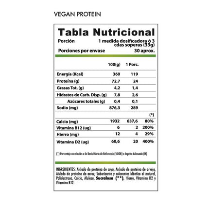 Proteína Vegana 2,2 Lb, Vainilla, 1K
