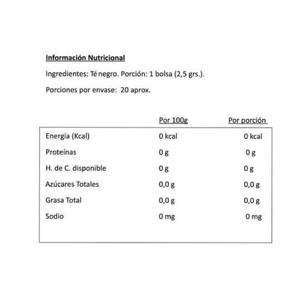 Té Negro English Breakfast en hojas, 20 Bolsitas
