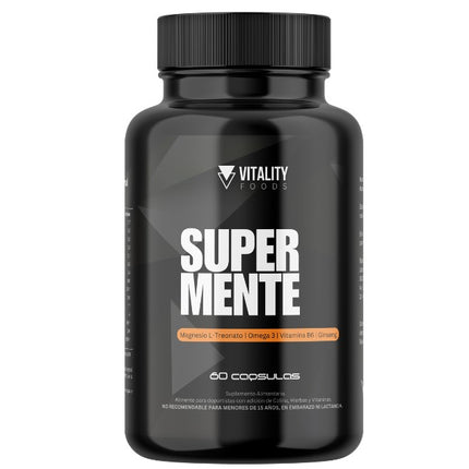 Super Mente, Magnesio L-Treonato, Omega 3, Colina, Ginseng, 60 caps