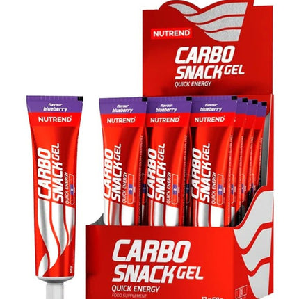 CarboSnack, Tubo Gel Energético, Blueberry, 12 unid