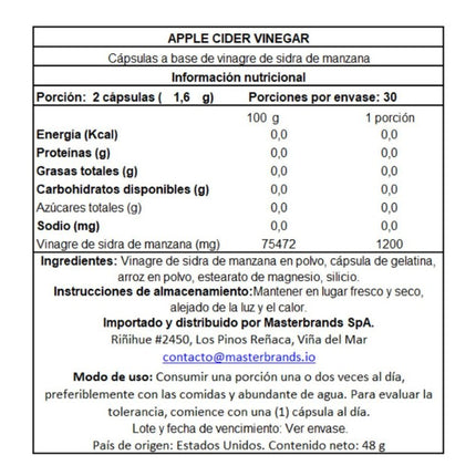 Vinagre de Manzana, 1200 Mg, 60 caps