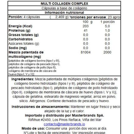 Multi Collagen, Colágeno Tipo I, II, III, V, X, 90 caps