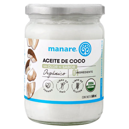 Aceite de Coco, Sin Olor, Orgánico, 500ml
