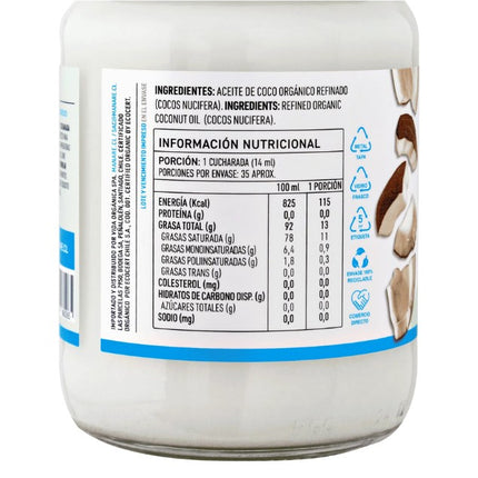 Aceite de Coco, Sin Olor, Orgánico, 500ml