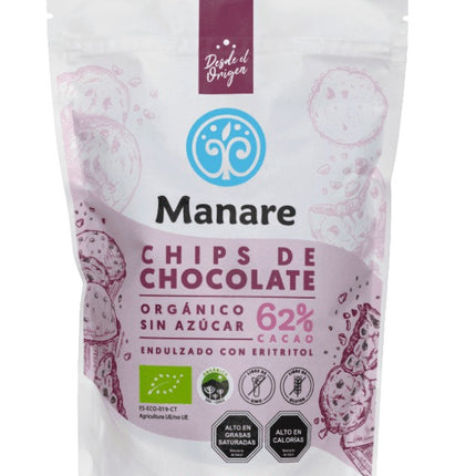 Chips sin azúcar, 62% Cacao Orgánico, 400g