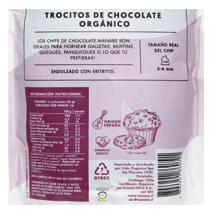 Chips sin azúcar, 62% Cacao Orgánico, 400g
