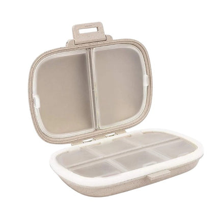 Pastillero Portátil, 8 Divisiones, Beige. 1 u