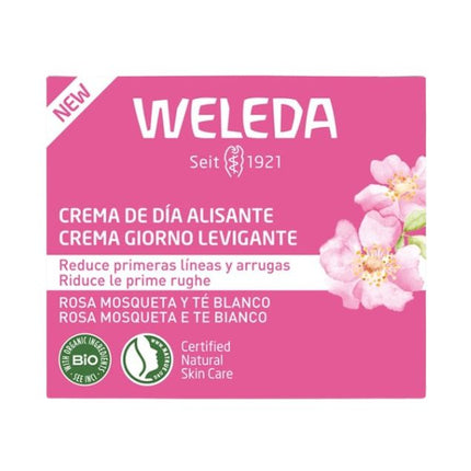 Crema Día Alisante Rosa Mosqueta y Te Blanco, 40 ml.