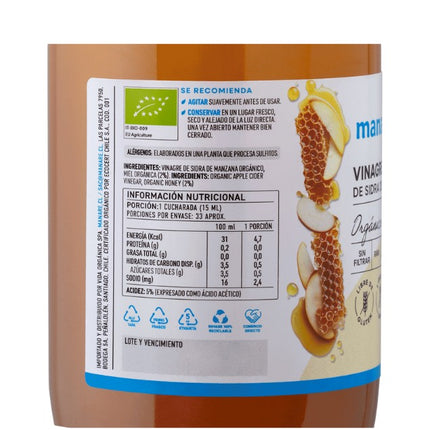 Vinagre Sidra Manzana Con Miel, 500ml