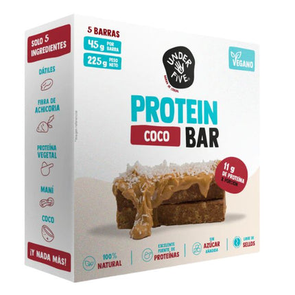 Pack 5 Barras Protein Coco Bar, Sin Azucar,  225gr