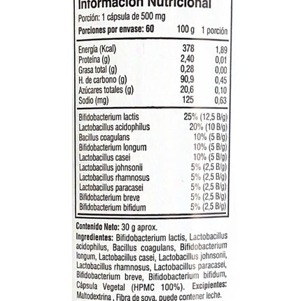Probiótico 50 Billones, 500mg, 60 caps