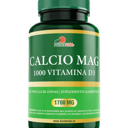 Calcio Mag 1000 Vitamina D3, 1700mg, Calcio, Magnesio, Zinc, Vit D3, 30 softgel