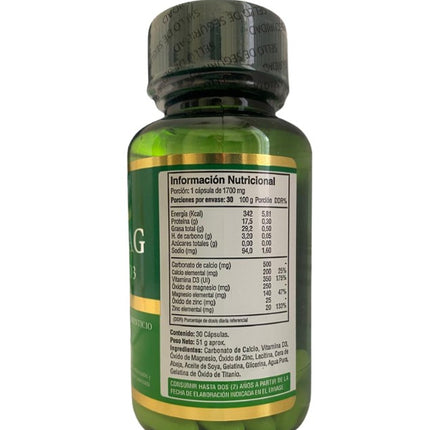 Calcio Mag 1000 Vitamina D3, 1700mg, Calcio, Magnesio, Zinc, Vit D3, 30 softgel
