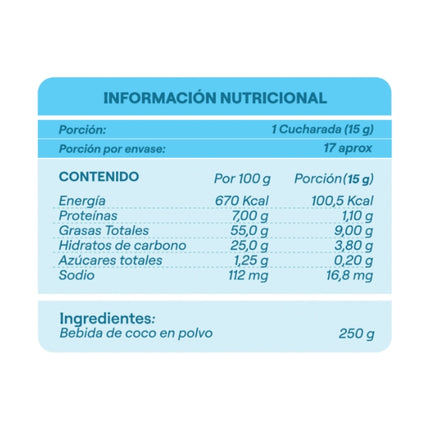 Bebida de Coco en Polvo, 250 gr.