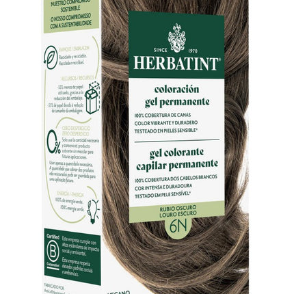 Tintura Permanente Natural, Rubio Oscuro Natural, 6N. 170 ml