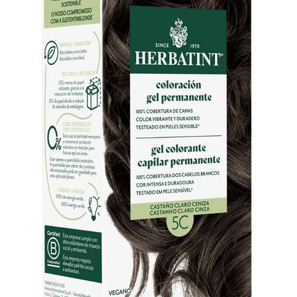 Tintura Permanente Natural, Castaño Claro Ceniza 5C, 170 ml