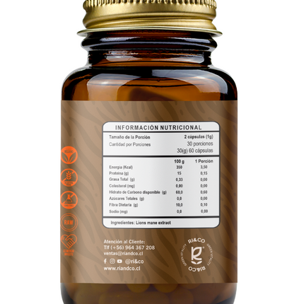 Melena de Leon, 500mg, 60 caps