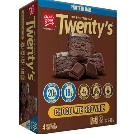 Pack 4 Barras Twenty’s, Sabor Brownie de Chocolate, 60 g