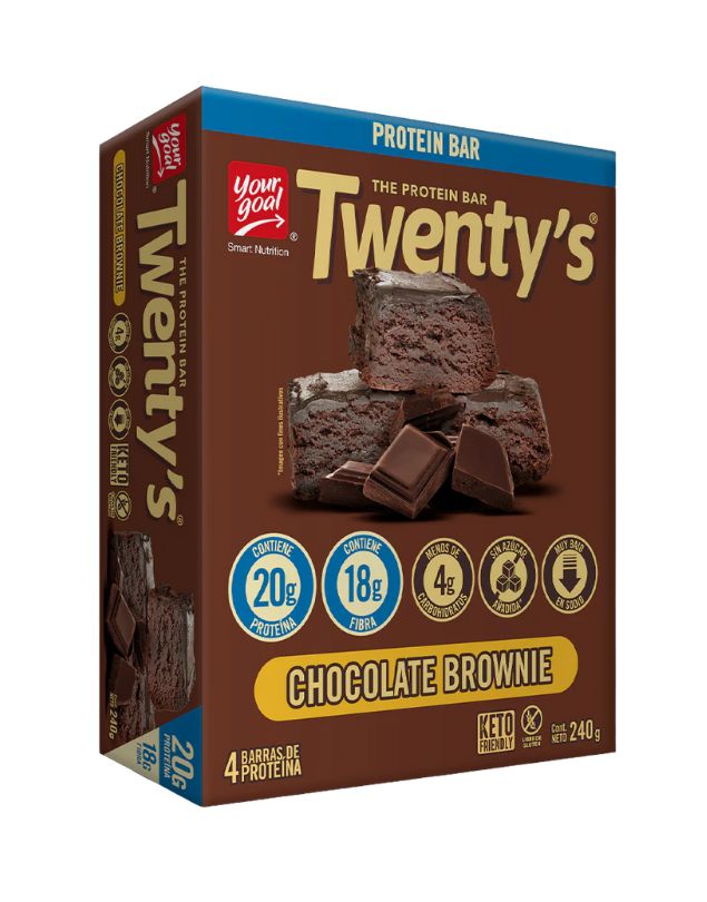 Pack 4 Barras Twenty’s, Sabor Brownie de Chocolate, 60 g