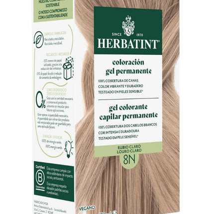 Tintura Permanente Natural, Rubio Claro 8N, 170 ml