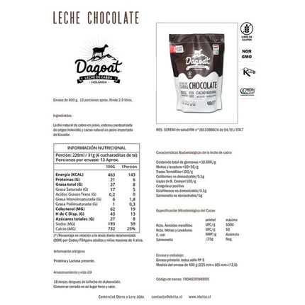Leche de Cabra en Polvo, Cacao Natural, 400 g
