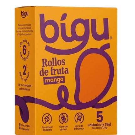 Pack 5 unidades Rollos de Fruta Mango, 125 g.