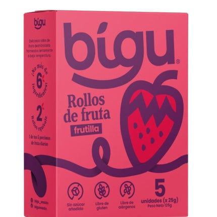 Pack 5 unidades Rollos de Fruta Frutilla, 125 g,