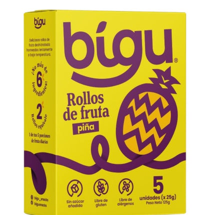Pack 5 unidades Rollos de Fruta Piña, 125 g.
