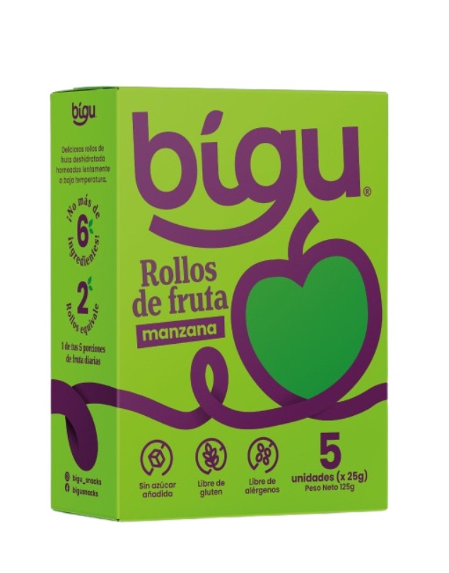 Pack 5 unidades Rollos de Fruta Manzana, 125 g.